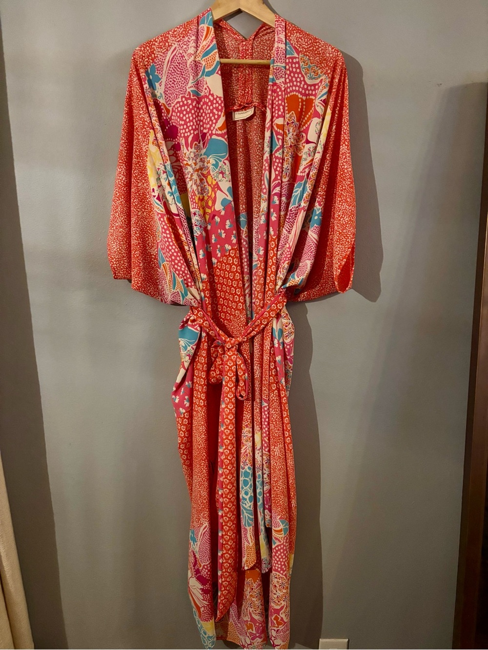 Women's Coral Floral Kimono Dress